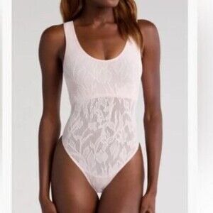 Free People Women's White and Pink Bodysuit